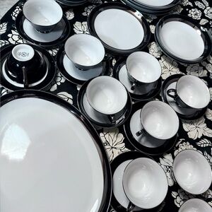 VTG Sears MCM China Gemini 3515 Black White Silver Platinum EXC 36 pieces